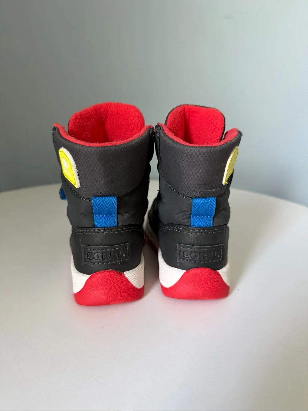 Toddler boy Waterproof Winter Boots - Black with Red & Blue Accents
